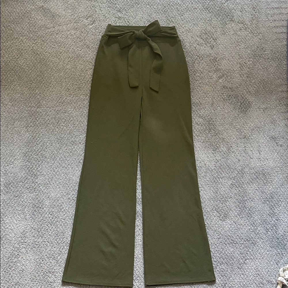 Windsor Olive Wide Leg Tie Pants